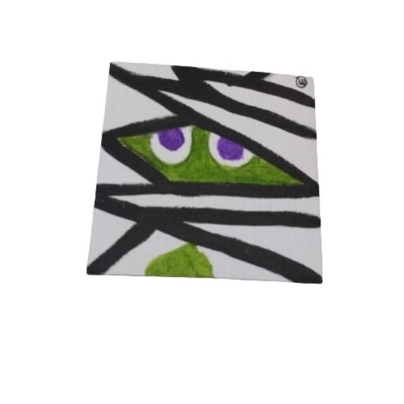 Terrifying Halloween 4-Pack Acrylic Painting on Little Canvas 3 x 3 in each - Picture 2 of 10